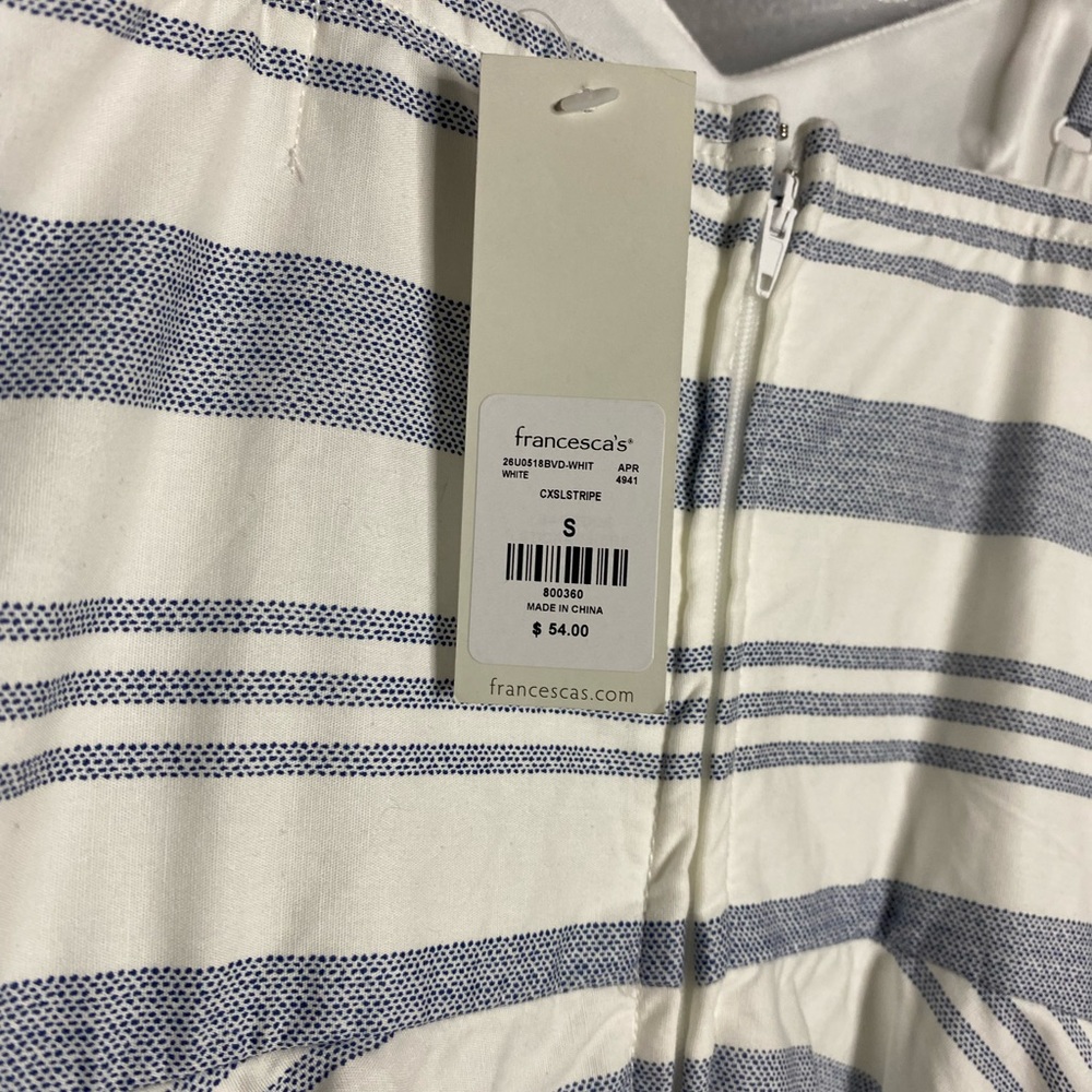 Francesca’s white with navy stripes summer dress